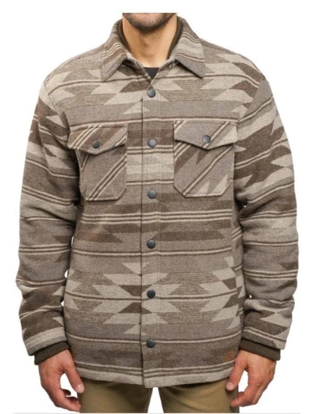 Jachs New York Wool Blend Men's M Aztec Print Sherpa-Lined Shirt Jacket  Jck255